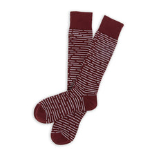 Load image into Gallery viewer, Maroon Broken Stripe Dress Socks
