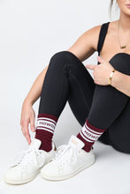 Load image into Gallery viewer, Maroon Retro Howdy Casual Crew Socks
