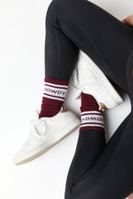 Load image into Gallery viewer, Maroon Retro Howdy Casual Crew Socks
