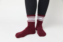 Load image into Gallery viewer, Maroon Retro Howdy Casual Crew Socks
