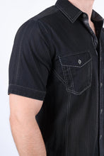 Load image into Gallery viewer, Mens Embroidery Modern Fit Stretch Short Sleeve Shirt
