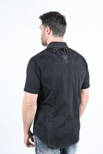 Load image into Gallery viewer, Mens Embroidery Modern Fit Stretch Short Sleeve Shirt
