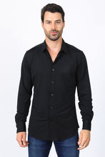 Load image into Gallery viewer, Men’s Modern Fit Stretch Dress Shirt - Black
