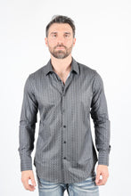 Load image into Gallery viewer, Mens Modern Fit Stretch Foiled Black Long Sleeve Shirt
