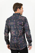 Load image into Gallery viewer, Floral Print Satin Shirt - Black
