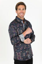 Load image into Gallery viewer, Floral Print Satin Shirt - Black
