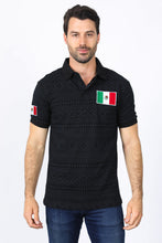 Load image into Gallery viewer, Mens Modern Fit Stretch MEXICO Cotton Polo with Aztec Print
