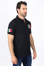 Load image into Gallery viewer, Mens Modern Fit Stretch MEXICO Cotton Polo with Aztec Print
