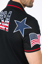 Load image into Gallery viewer, Mens Modern Fit Stretch USA Embroidery Polo
