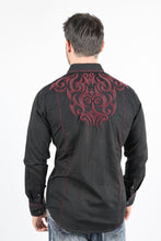 Load image into Gallery viewer, Mens Vintage Washed 2-tone Embroidery Modern Fit Stretch Shirt
