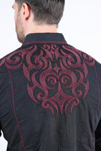 Load image into Gallery viewer, Mens Vintage Washed 2-tone Embroidery Modern Fit Stretch Shirt
