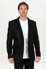 Load image into Gallery viewer, Men's Double Button Faux-Suede Blazer - Black
