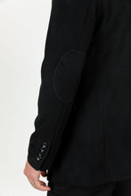 Load image into Gallery viewer, Men's Double Button Faux-Suede Blazer - Black
