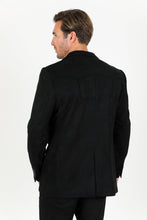 Load image into Gallery viewer, Men's Double Button Faux-Suede Blazer - Black
