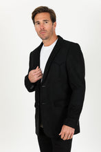Load image into Gallery viewer, Men's Double Button Faux-Suede Blazer - Black
