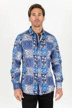 Load image into Gallery viewer, Satin Cotton/Spandex Long Sleeve Shirt - Blue
