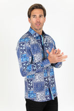 Load image into Gallery viewer, Satin Cotton/Spandex Long Sleeve Shirt - Blue
