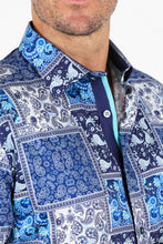 Load image into Gallery viewer, Satin Cotton/Spandex Long Sleeve Shirt - Blue
