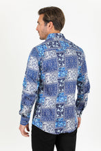 Load image into Gallery viewer, Satin Cotton/Spandex Long Sleeve Shirt - Blue
