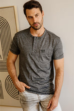 Load image into Gallery viewer, Mens Modern Fit Stretch Henley T-Shirt with Logo
