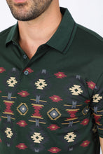 Load image into Gallery viewer, Mens Modern Fit Stretch Cotton Aztec Panoramic Print Polo
