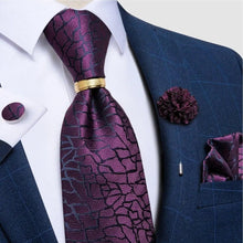 Load image into Gallery viewer, Men Luxury Red Silk Necktie Matching Cufflinks Set For Men Bridegroom Wedding Business Necktie Elegant Design Ideal Gift For Men
