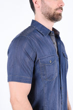 Load image into Gallery viewer, Mens Embroidery Modern Fit Stretch Short Sleeve Shirt
