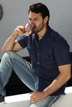 Load image into Gallery viewer, Mens Embroidery Modern Fit Stretch Short Sleeve Shirt
