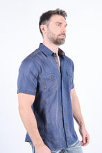 Load image into Gallery viewer, Mens Embroidery Modern Fit Stretch Short Sleeve Shirt
