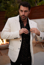 Load image into Gallery viewer, Men's Double Button Off White Faux-Suede Blazer

