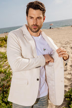 Load image into Gallery viewer, Men's Double Button Off White Faux-Suede Blazer
