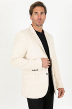 Load image into Gallery viewer, Men's Double Button Off White Faux-Suede Blazer
