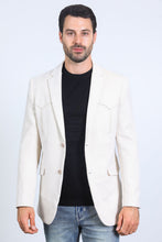 Load image into Gallery viewer, Men's Double Button Faux-Suede Blazer - Off White

