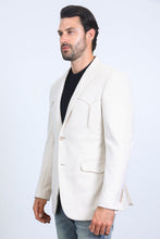 Load image into Gallery viewer, Men's Double Button Faux-Suede Blazer - Off White
