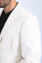 Load image into Gallery viewer, Men's Double Button Faux-Suede Blazer - Off White
