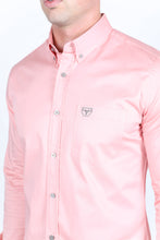 Load image into Gallery viewer, Men’s Single Pocket Logo Modern Fit Stretch Dress Shirt - Pink
