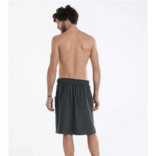 Load image into Gallery viewer, Men Plush Fleece Wrap Spa Gym Bath Wrap Solid Color Classy Design Bathrobes With Pocket Trendy Men's Bath Wrap
