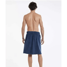 Load image into Gallery viewer, Men Plush Fleece Wrap Spa Gym Bath Wrap Solid Color Classy Design Bathrobes With Pocket Trendy Men's Bath Wrap
