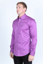 Load image into Gallery viewer, Men’s Single Pocket Logo Modern Fit Stretch Dress Shirt - Mauve
