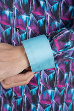 Load image into Gallery viewer, Purple Rings Print Satin Cotton/Spandex Long Sleeve Shirt
