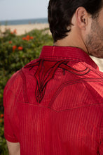 Load image into Gallery viewer, Mens Embroidery Modern Fit Stretch Short Sleeve Shirt
