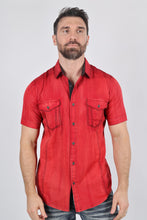 Load image into Gallery viewer, Mens Embroidery Modern Fit Stretch Short Sleeve Shirt
