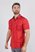 Load image into Gallery viewer, Mens Embroidery Modern Fit Stretch Short Sleeve Shirt
