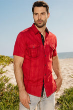 Load image into Gallery viewer, Mens Embroidery Modern Fit Stretch Short Sleeve Shirt

