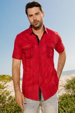 Load image into Gallery viewer, Mens Embroidery Modern Fit Stretch Short Sleeve Shirt
