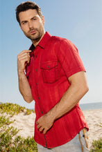 Load image into Gallery viewer, Mens Embroidery Modern Fit Stretch Short Sleeve Shirt
