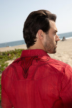 Load image into Gallery viewer, Mens Embroidery Modern Fit Stretch Short Sleeve Shirt
