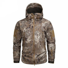 Load image into Gallery viewer, Men's Camouflage Tactical Jacket Green Camouflage Water Resistant Jacket Waterproof Windbreaker Hooded Jackets Ski Jacket Warm Winter Coats Men Soft Winter Hooded Coat Hiking Clothes
