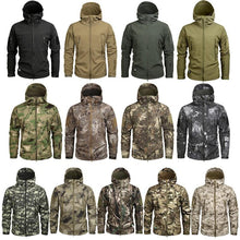 Load image into Gallery viewer, Men's Camouflage Tactical Jacket Green Camouflage Water Resistant Jacket Waterproof Windbreaker Hooded Jackets Ski Jacket Warm Winter Coats Men Soft Winter Hooded Coat Hiking Clothes
