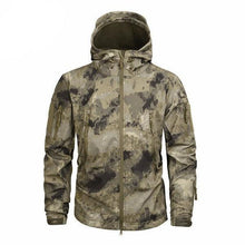 Load image into Gallery viewer, Men's Camouflage Tactical Jacket Green Camouflage Water Resistant Jacket Waterproof Windbreaker Hooded Jackets Ski Jacket Warm Winter Coats Men Soft Winter Hooded Coat Hiking Clothes
